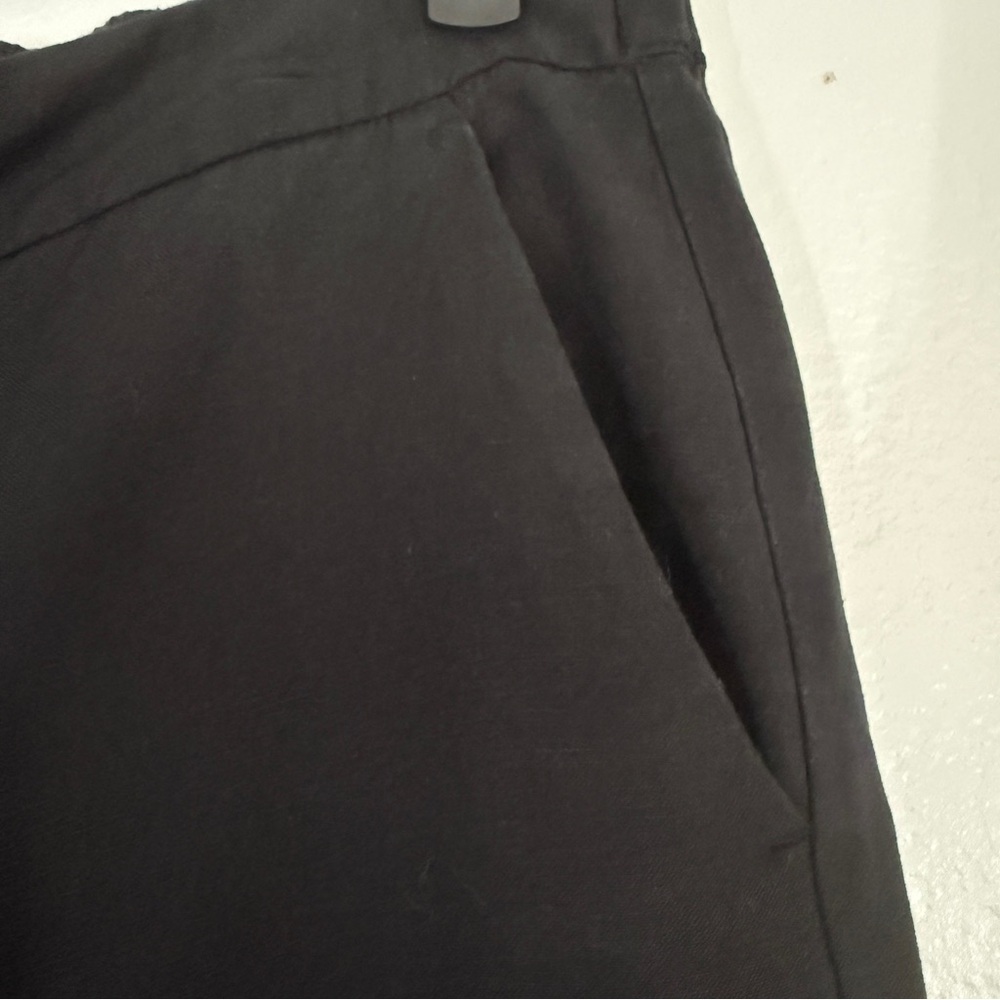 LOFT  Black Linen Blend Mid Rise Wide Leg Pull On Pants Women S - Picture 4 of 7